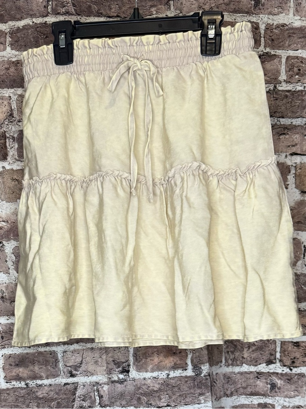 Zenana Outfitters Cream Tiered Drawstring A-Line Skirt